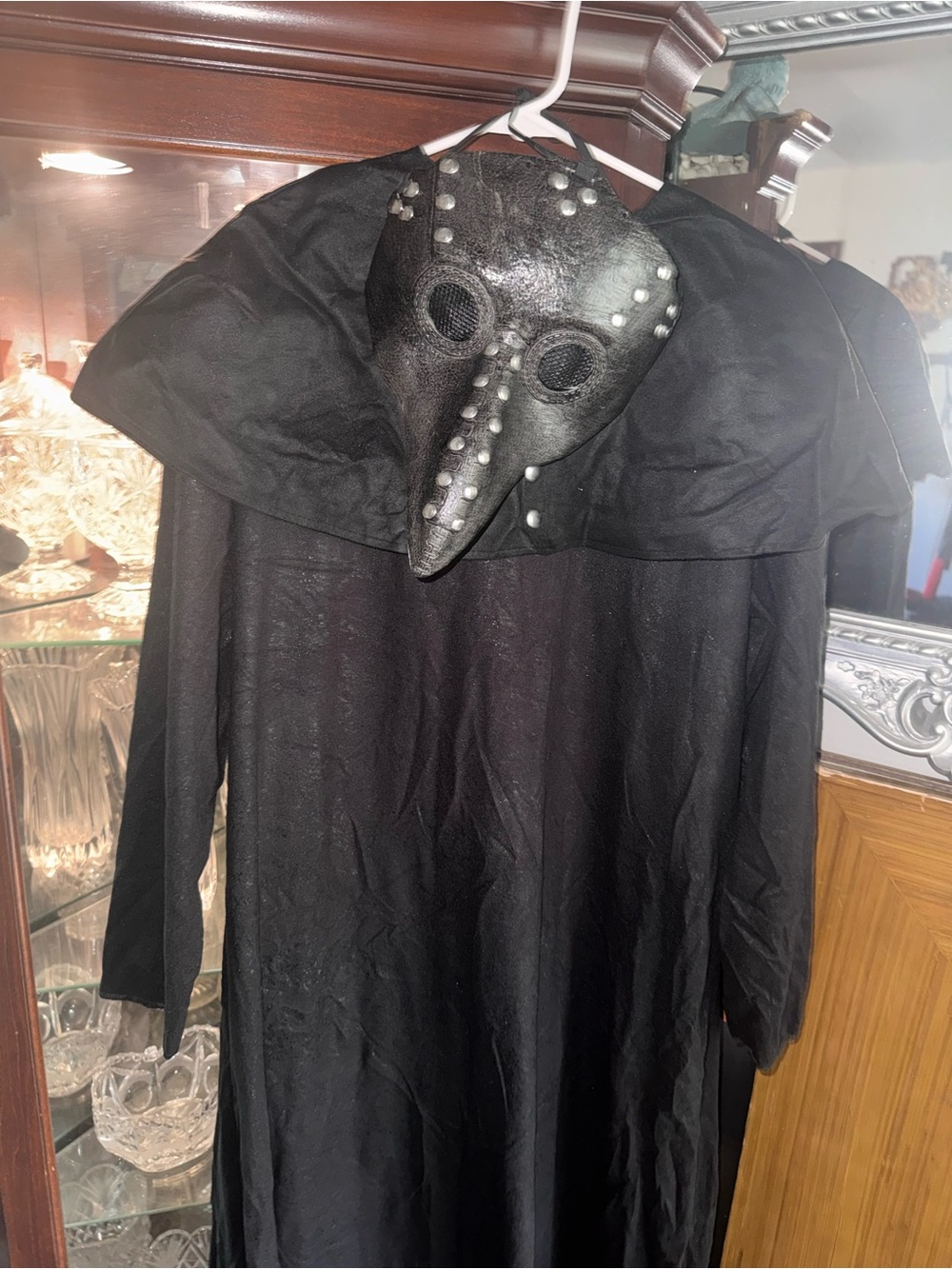 Spirit Black Plague Doctor Style Trench Coat with Studded Beak Mask